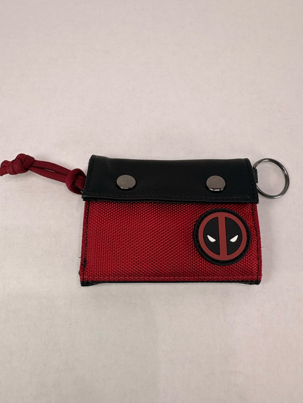 Marvel Deadpool Trifold Wallet with Keychain – Red Black Merc With a Mouth